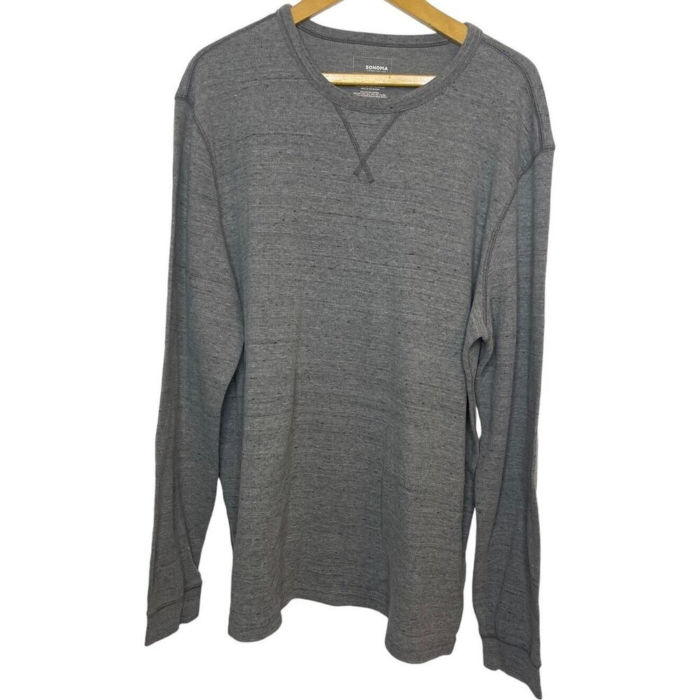 Sonoma Men's Gray Waffle Knit‎ Crew Neck Henley Pullover Size 3XL Tall